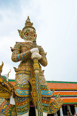 Giant guardian in the Temple of the Emerald Buddha, Bangkok.