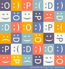 seamless vector pattern with emoticons text symbols