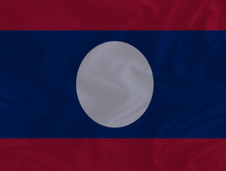 Laos flag pattern on the fabric texture ,vintage style