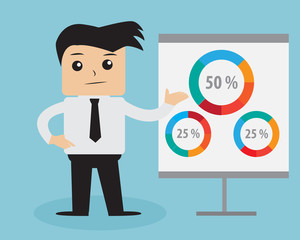 Business man offering graph at board vector.