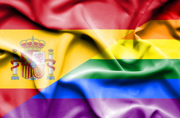 Waving flag of Pride and Spain