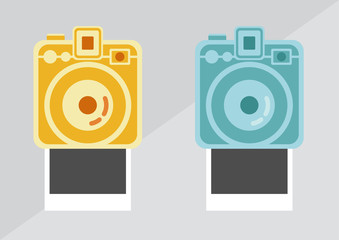 polaroid camera and frame, vintage camera vector, polaroid vector