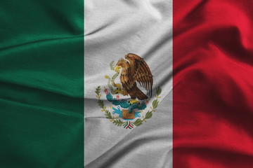 Fototapeta premium Waving Fabric Flag of Mexico