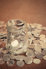 money in the glass with filter effect retro vintage style
