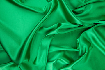 Green silk drapery.