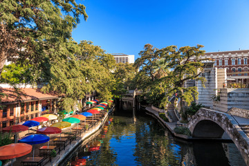 SAN ANTONIO, TEXAS, USA - SEP 27: Section of the famous Riverwalk on September 27, 2014 in San...
