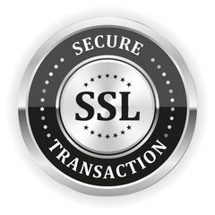 Black ssl secure transaction badge with silver border