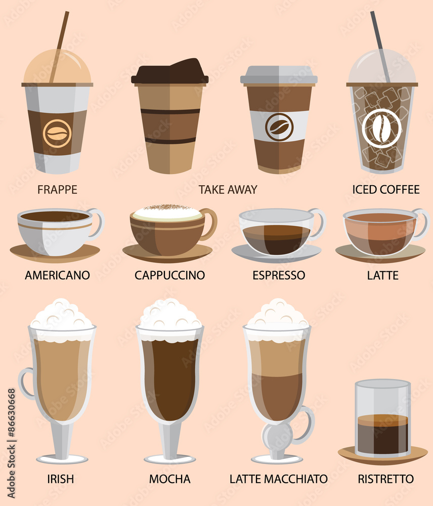 Wall mural Coffee icons set. Buttons for web and apps. Vector illustration.