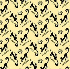 Cats pattern. Pattern with cats and trace print can be used as background or gift wrap