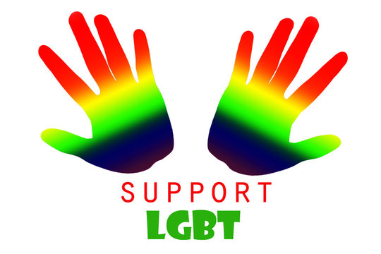 people showing LGBT,GLBT support in rainbow color background