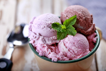 various flavor ice cream in cup