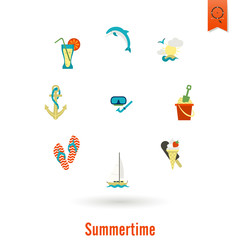 Summer and Beach Simple Flat Icons