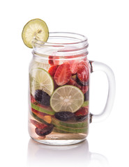 Summer fresh fruit drink. fruit Flavored water mix with strawber