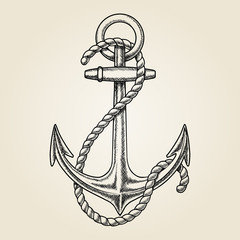 Vector hand drawn nautical anchor © K3Star