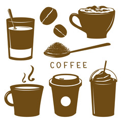 Coffee Cup Breakfast Icon Brown Cartoon Vector