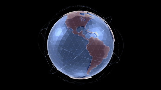 Holographic 3D model of a rotating globe with luma matte channel