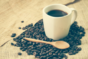 Coffee with filter effect retro vintage style