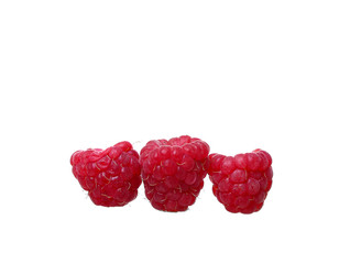 ripe red raspberry on white background