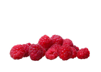 ripe red raspberry on white background
