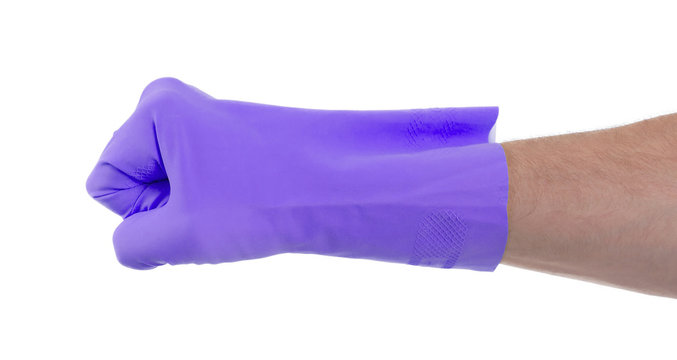 Fist hand in latex glove