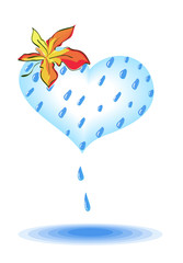 Maple leaf and Rain Cloud as Heart. Vector EPS 10