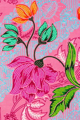 Close up of flowers pattern texture of general traditional thai style native fabric weave.