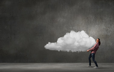 Girl carry cloud