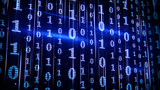 blue binary code rows