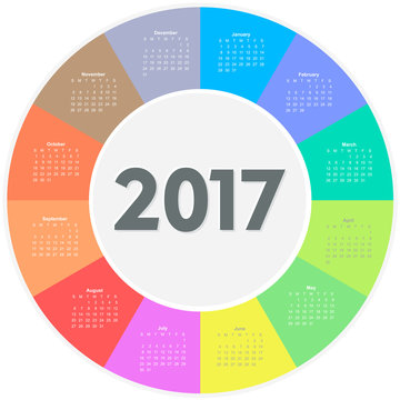 Circle Calendar For 2017 Year