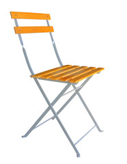 Wooden folding chair isolated over white clipping path.