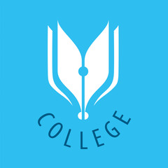 Abstract vector logo nib and books for college