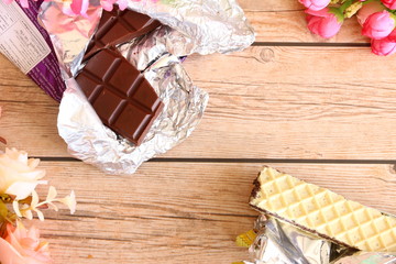 Chocolate on Rustic Wood