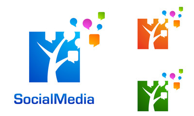 tree, chat, social, media, dandelion, vector, logo
