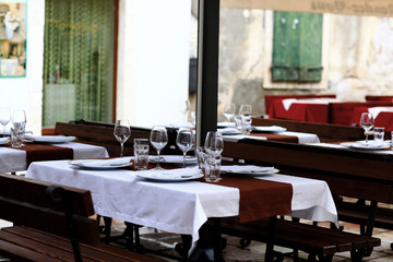 Restaurant table setting glasses background