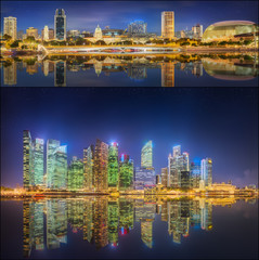 Obraz premium Set of Singapore Skyline and view in Marina Bay