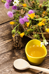 Fresh, raw honey and wild flowers
