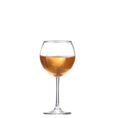 Wine collection - White wine in a glass. Isolated on white background