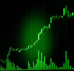 Candle stick graph chart of stock market investment trading