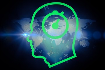 Composite image of stopwatch in head 