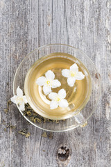 green tea with jasmin, top view