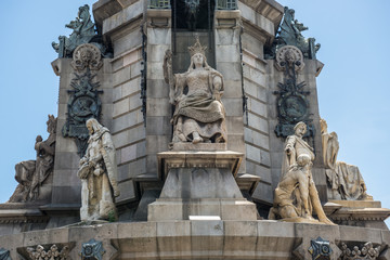 Fototapeta na wymiar Base of Christopher Columbus monument in Barcelona, Spain