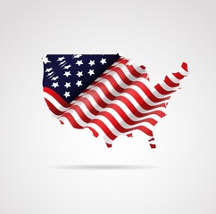 United States of America flag map in geometric, Abstract , isolated background