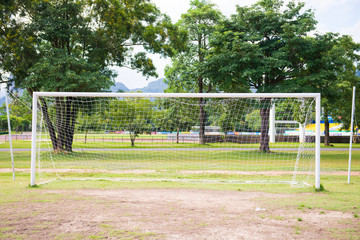 outdoor football goal with nature background