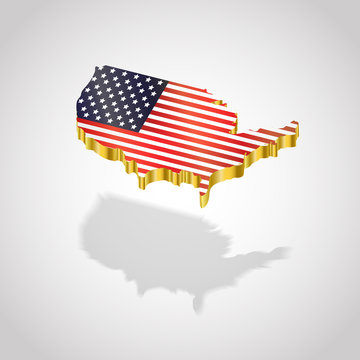 Map and flag of USA isolated. Illustration vector