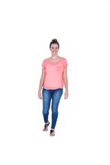 Fototapeta premium Happy pretty casual brunette looking at camera 