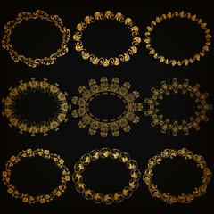 Vector set of gold decorative borders, frame