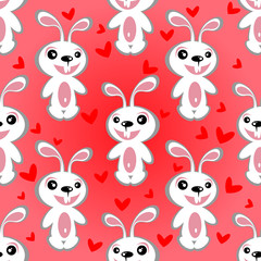 white rabbits seamless pattern