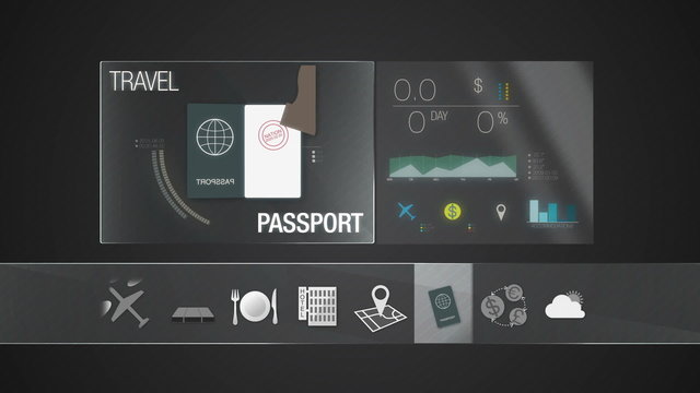 Passport icon for travel contents.Digital display application.(included Alpha)