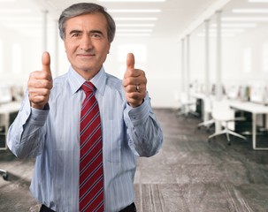 Thumbs Up, Senior Adult, Businessman.