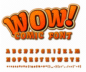 Creative comic font. Vector alphabet in style pop art